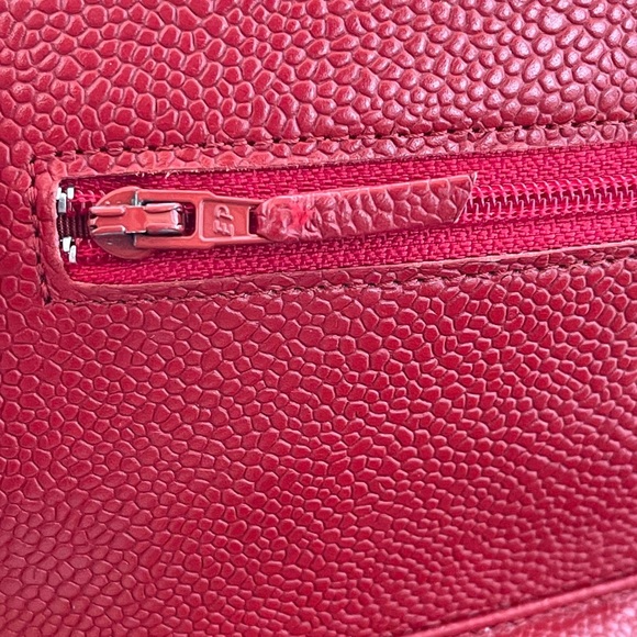 SOLD Authentic Chanel - Red Caviar with Silver Hardware Wallet on Chain - Picture 10 of 15